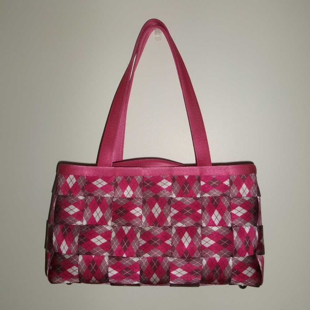 Vintage hot pink patchwork Harveys seatbelt bag